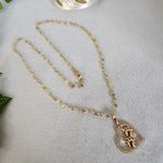 Gold Filled Heart Link Chain Necklace with Paw Print Heart Charm Pendant Photo 2