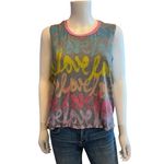 Chaser  Graffiti Love Rainbow Muscle Tank Top Burnout Raw Hem Size Small Photo 1