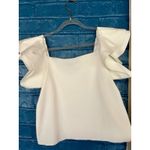 Strut & Bolt White Square Neck Top Ruffle Sleeve Knit Blouse Modern Sleeveless Photo 4