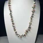 Vintage Chunky Shell and Seed Bead Necklace with Barrel Clasp Pink Photo 1