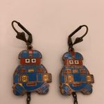 Disney 70’s Vintage V.I.N.CENT Robot Drop Chain Pendant Pierced Earrings RARE Photo 3