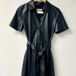 Nanushka Halli Vegan Leather Short Sleeve Belted Mini Dress Black Womens Size XS Photo 2