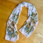 Butterfly Print Sheer, Lightweight Scarf, Ivory, Cream, Ecru, Colorful Blue Photo 10