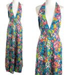 Free People Retro 60s 70s Floral Psychedelic Saffron Halter Maxi Dress Small Photo 8