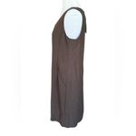 Eileen Fisher  Drapey Tencel Linen Scoop Neck Shift Dress Pockets Brown Small NEW Photo 3