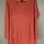 Joan Vass  Knit Oversized Comfort Cozy V Neck Sweater Salmon Modal Blends M Photo 0
