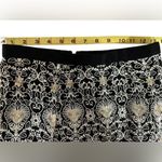The Kooples Black Pencil Skirt Cream & Gold Embroidery Size S Designer Elegant Mini Photo 6