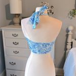Romwe Halter Top Cropped Summer Blue Swirls Summer Beach Photo 3