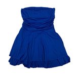 Womens Strapless Dress Large Blue Flare Party Cocktail Evening Formal Photo 3