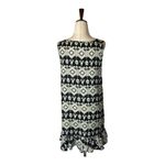 Kiwi Tucker Black And Cream Geometric Aztec Ruffle Hem Tunic Blouse Size Medium Photo 1