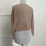 Brandy Melville  V-Neck Ribbed Knit Sweater Pullover Beige Tan One Size OS Photo 3