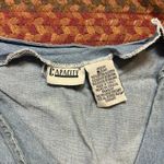 VTG DENIM BUTTON UP VEST PLAID BOW 3D DETAIL Blue Size M Photo 2