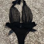 Black Mesh Satin Halter Tie Teddy Photo 7