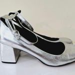 Rebecca Minkoff Bridget Silver Mary Jane Block Heels Women's Size 8.5 Photo 3