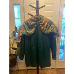 Women's Pelle Green Leather Fur Trim Hooded Jacket Size S Photo 10