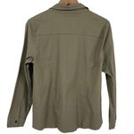 NO BRAND Women's Ruffled Button Front Long Sleeve Shirt Jacket Green Medium Photo 3