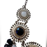 BaubleBar Gold (Faux) Statement necklace With Black White & Rhinestone Trim Floral Motif Photo 10