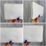 Source Unknown VTG 70s 80s White Leather Makeup Bag Travel Purse Coin Pouch Cosmetic Case NWOT Photo 1