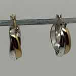 Two Tone Hoop Earrings Gold Silver‎ Twisted Design Women's Jewelry Heavy Photo 0