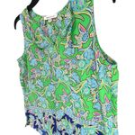Rose + Olive Top Women M Green Blue Floral Sleeveless Flowy Colorful Summer Boho Size M Photo 1