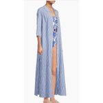 Lilly Pulitzer  Shirt Dress Womens Large Natalie Blue White Stripe Cover Up Maxi Photo 2