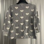 Cynthia Rowley Grey Sweater with Hearts Neutral Minimal Stretch Preppy Photo 4