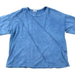 Fantastic Fawn Acid Wash Short Sleeve Tee Shirt Women Small Blue Stitched Detail Photo 0