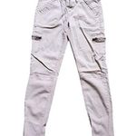 Wassio Jeans Women 6 Cargo Pants Side Zip Pockets Slim Pink Stretch 28" EUC Photo 0