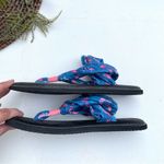 Sanuk  Womens Sandals Blue Pink Flamingo Print Party Yoga Mat Sling Size 10 Photo 3