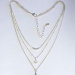 Layered Silver Tone Cross CZ Rhinestone Dainty Boho Necklace Photo 2