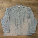 Vintage Womens Peony Light Blue Blouse Size 42 Large Photo 3