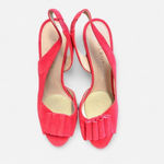 Talbots  Red Suede Slingback Peep Toe Heels – Size 6.5B – Made in Brazil Photo 2