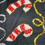 Victoria Jones Vintage  petit beaded sequin Christmas sweater stocking candy cane Photo 2