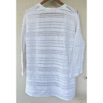 Kinross White Open Knit 100% Cotton Cardigan M Resort Coastal Lightweight Layer Size M Photo 2