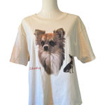 Fruit of the Loom Handpainted Chihuahua Cream Off-white T-shirt Large L Photo 0