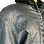 wilson's leather Vintage 90s  Black Faux Fur Lined Bomber Jacket Oversized Large Photo 8