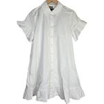 J.Crew Ruffle-hem shirt-dress in cotton poplin White S BR461 Photo 0