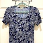 Haani Navy Blue & White Paisley Short Sleeve Maxi Dress Photo 2