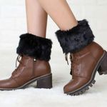 Black Faux Fur Boot Cuffs – Warm Plush Ankle Covers for Winter Boots Photo 0