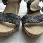 Gap Grey Leather Wedge Espadrille Sandals with woven strap and buck closure Photo 5