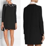 Maje  Glycine Black Long Sleeve Crepe Mini Dress with Velvet Trim Size M Medium Photo 1