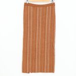 LPA Revolve Vance Midi Knit Skirt Metallic Stripe Bronze Gold Pearl Size S Photo 1