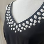 AGB Women's Black Sleeveless Embellished V Neck Scuba Crepe Sheath Dress Size 6 Photo 1