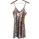 Floral Butter Yellow and Lavender Satin Nightgown Slip Dress Lingerie Chemise Purple Size undefined Photo 2