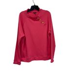 Talbots Pink Ruffle Neck Sweatshirt L 100% Cotton Button Detail Preppy Cozy Chic Photo 1