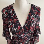 Lucy Paris NEW  Red/Black Floral Wrap w/ Side Tie & Ruffle Sleeve/Skirt Photo 5