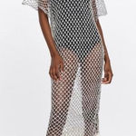 ZARA Chic Black and Cream Mesh Dress with Fringe NWT Photo 0