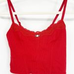 Colsie Womens Red Waffle Knit Lace Trimmed Cami Crop Top Corset Style Y2K XS Photo 0