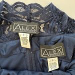 Alex Evenings Navy Blue Lace Glitter Two Piece Jacket Sleeveless Satin Dress 6 Photo 11