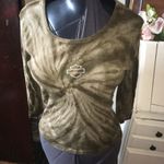 Harley Davidson acid wash Fort Worth fitted shirt Green Size L Photo 0